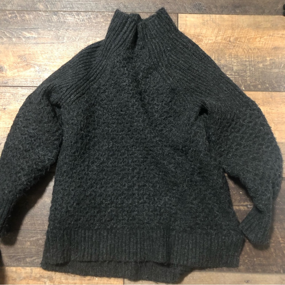 $139 Anthropologie Alpaca Blend Gorgeous Charcoal Bubble Sleeve Sweater Sz XS
